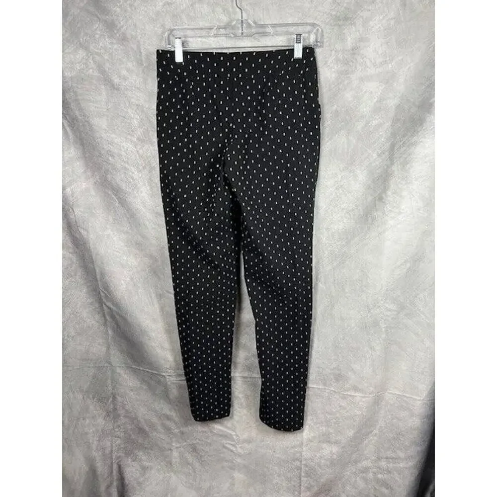 Talbots Pull On Viscose Straight Leg Black with White Embroidered Pants Sz 4 - Picture 4 of 7